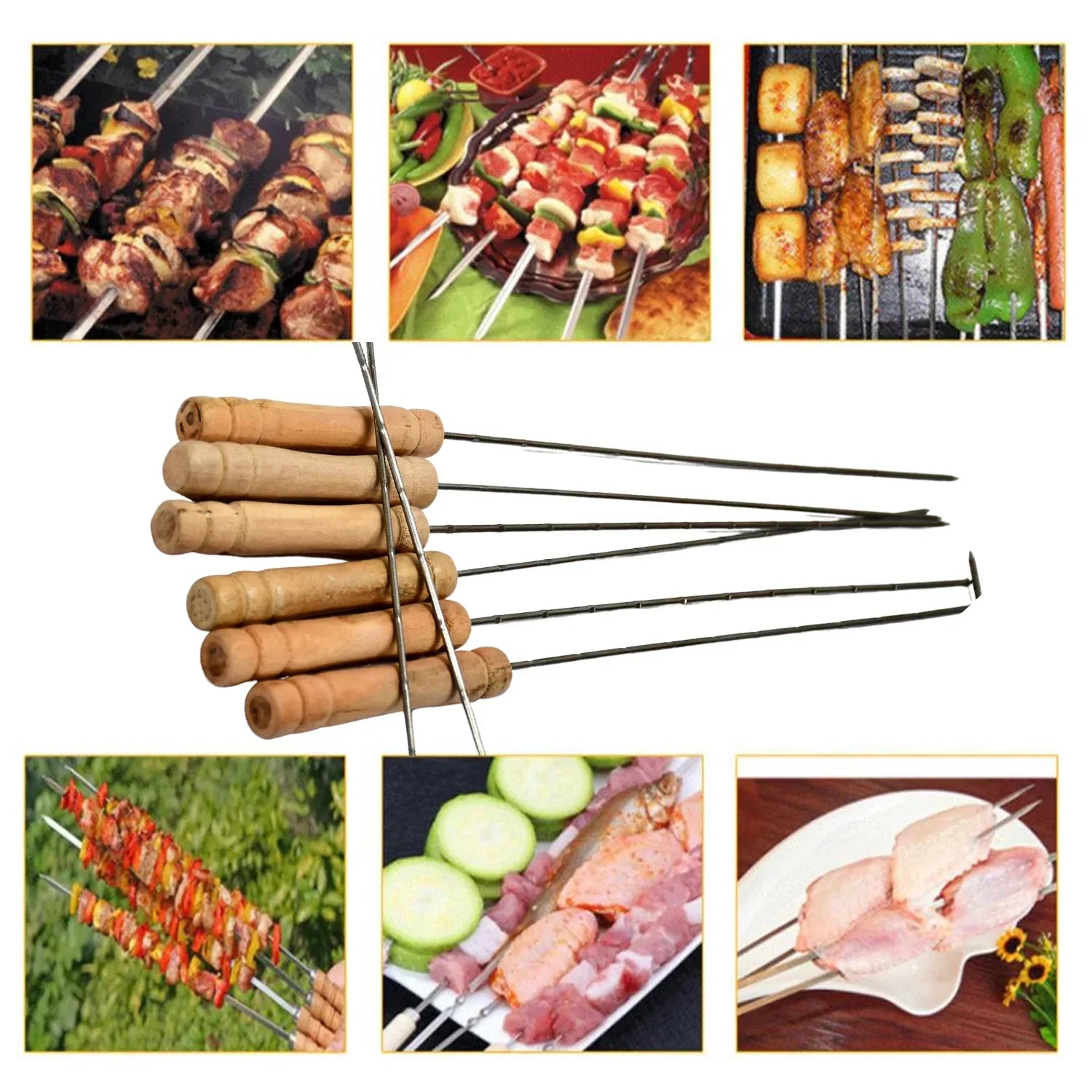 7118 Barbecue Skewers for BBQ Tandoor, Grill (Pack Of 12) DHRmart